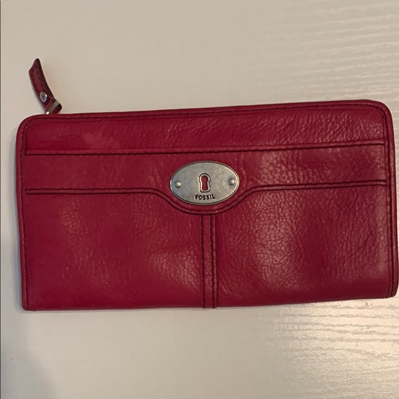 Fossil Pink Leather Wallet - Picture 1 of 9